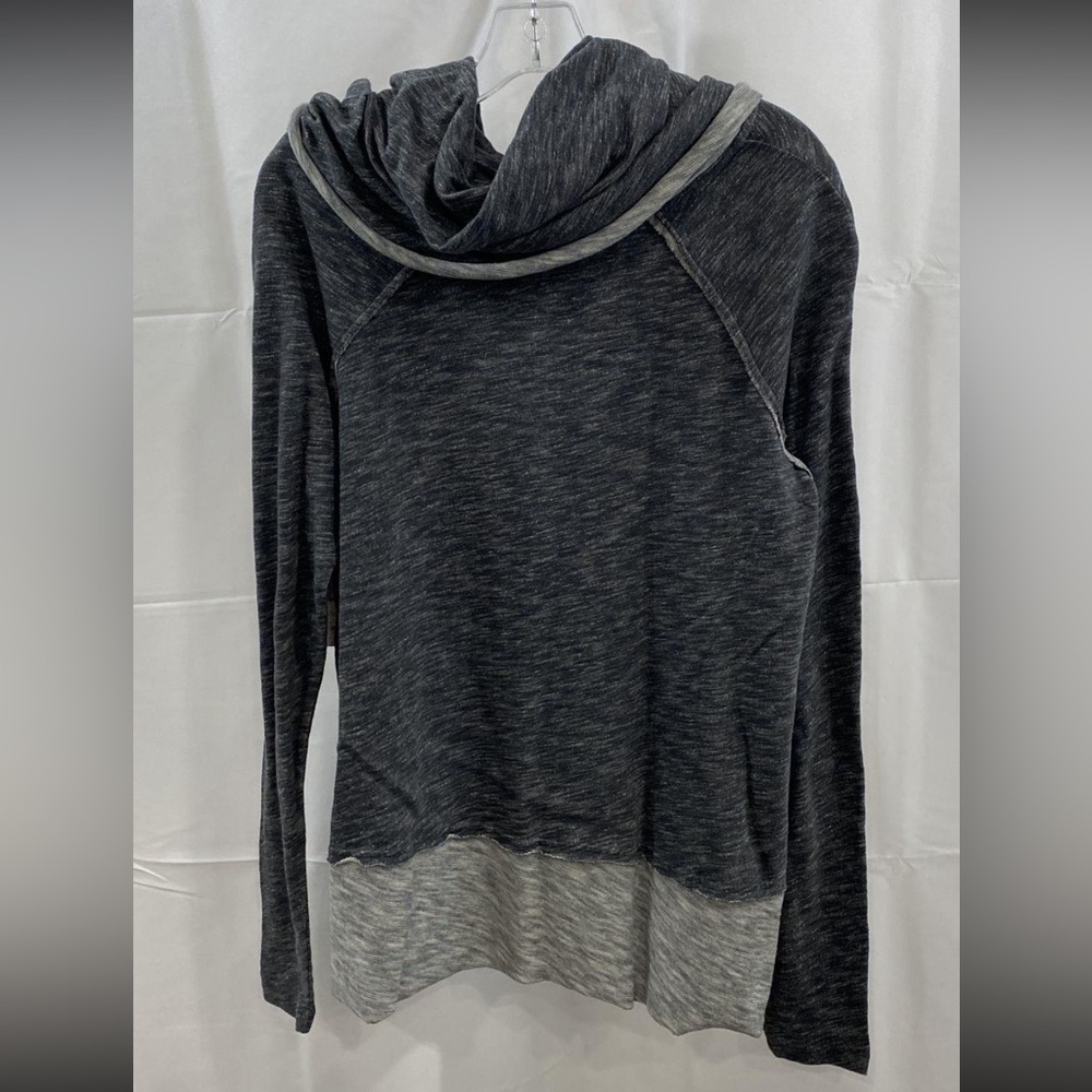 NWT FP Beach Charcoal and Grey Distressed LS Cowl Neck Shirt.       Size M/L - Picture 3 of 5